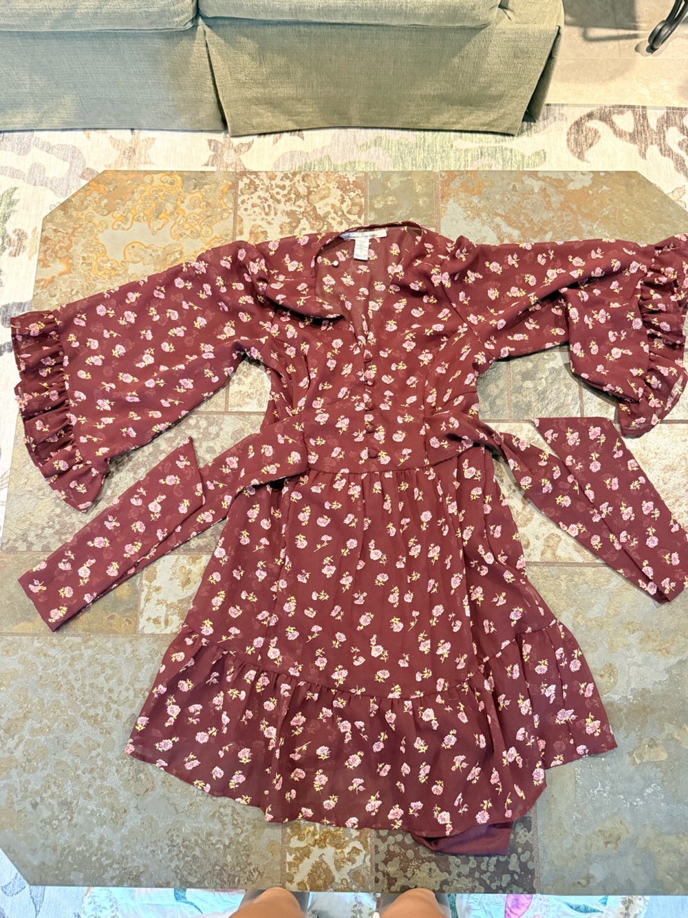 American Rag Floral Ruffle Sleeve Dress